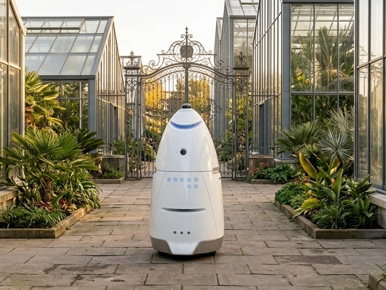 Security surveillance robot outdoors